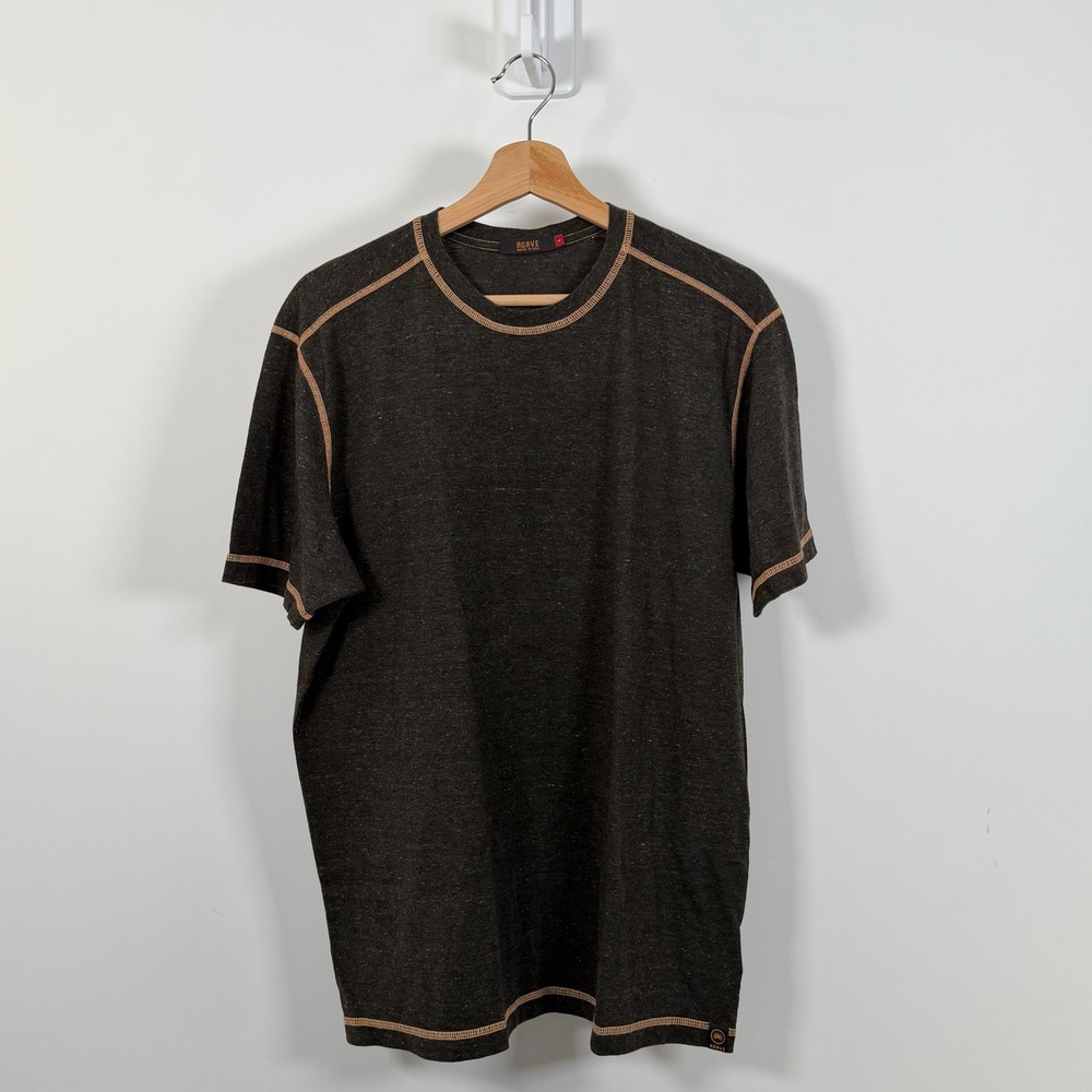 Agave Denim Squall SS Shirt Mens Large Charcoal Gray Orange Stitch AgaveLux USA
